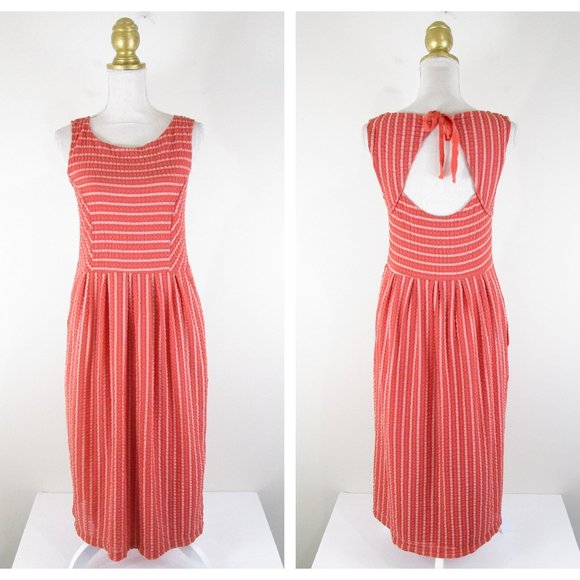 ribbon stripe midi dress